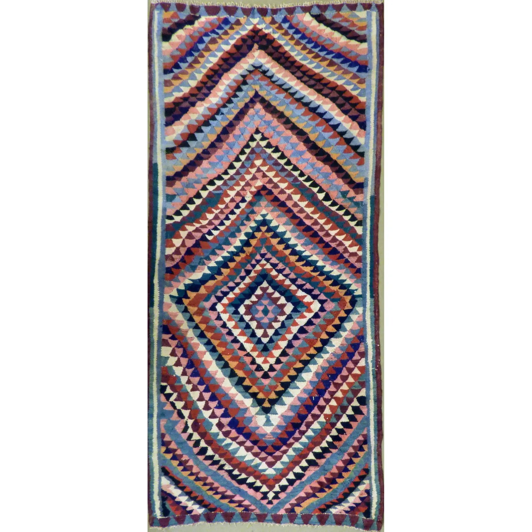 One Of The Kind Authentic Hand-Knotted Sanandaj Vintage Kilim 11'11" X 6'11"